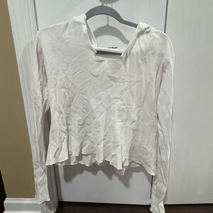 White Ribbed Lightweight Sweatshirt